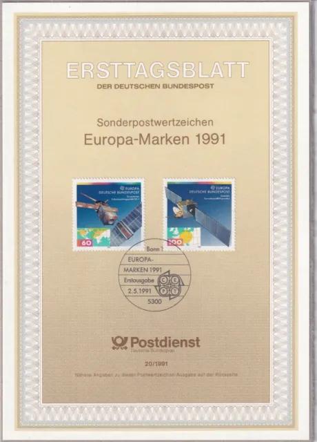 Ersttagsblatt ETB 20/1991 - "Europa-Marken - Satelliten" - Stempel Bonn