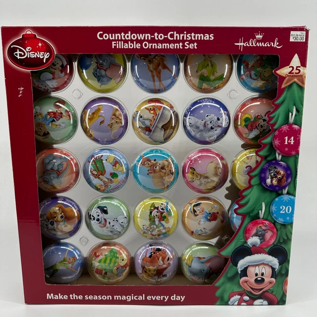 DISNEY HALLMARK COUNTDOWN to Christmas Fillable Ornament Set NEW 48.