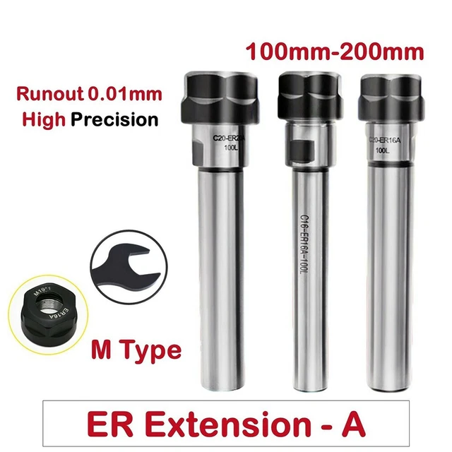 C8-10-12-16-20-25 ER-8-11-16-20-A Straight Shank Extension Rod Mini Collet Chuck