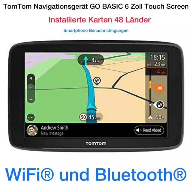 TomTom GO BASIC 6 Zoll Navigation 48 Länder WiFi® Bluetooth® Echtzeit Neu Ovp