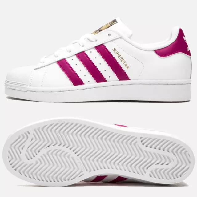 adidas Originals Superstar Junior Girls Trainers SIZE 6 White Pink Womens