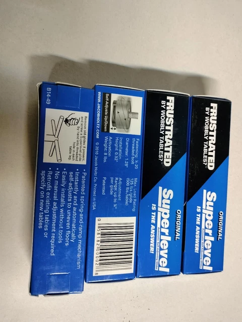 Superlevel Self Adjusting Table Glides, Lot of 4 (4Packs)
