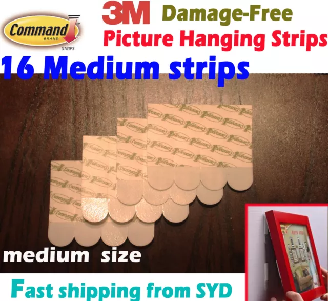 3M Command Damage Free Picture Hanging medium strips 8 sets bulk pack 16pcs
