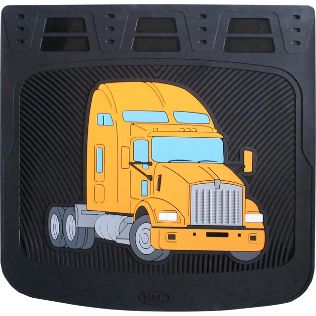 M&C Kenworth T-800 Semi-Truck Mud Flaps - Yellow, 24in.W x 24in.H, Pair