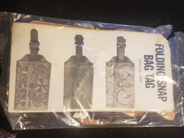 Kit de etiquetas vintage bolso plegable de cuero bronceado #4165