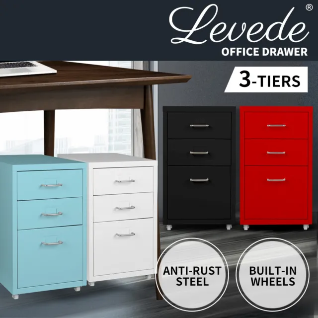 Levede 3 Drawer Office Drawers Cabinet Storage Cabinets Steel Rack Home Shelves