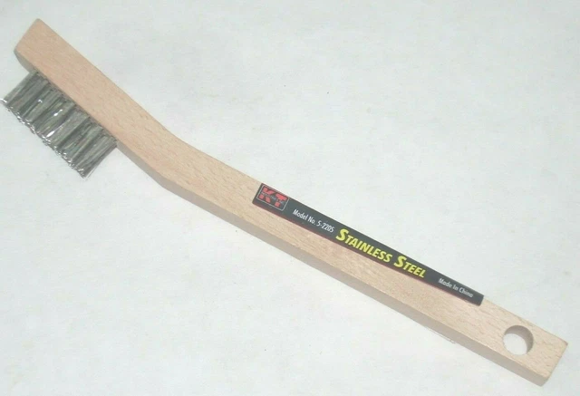 KT Industries 5-2205 Stainless Steel Wire Brush w Wood Handle Toothbrush 7 Row