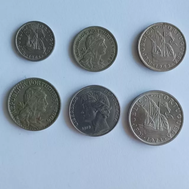 Monedas de Portugal, juego de 6, de 1959 a 1984, de 0,5 a 25 escudos