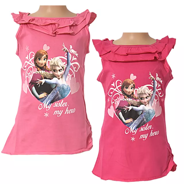 Disney Frozen Top mit Rüschen Die Eiskönigin Mädchen Shirt Größe 104 - 134cm