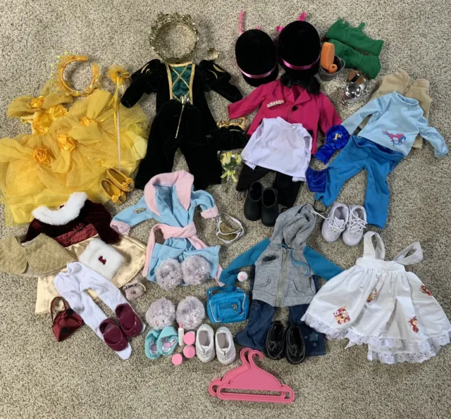 Lg Lot of Battat 18” Doll Outfits Equestrian Clothing Belle Costume Shoes