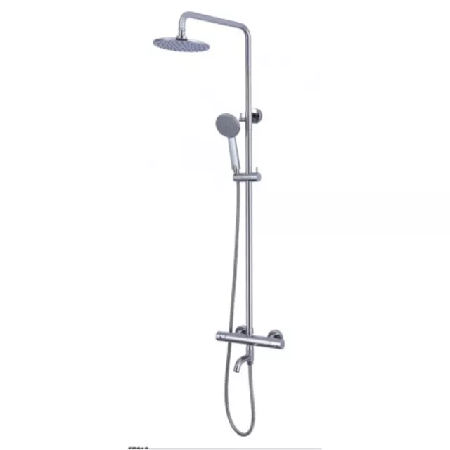 Edor 3 Way Exposed Square Thermostatic Shower Mixer Bathroom Twin Head Valve Set