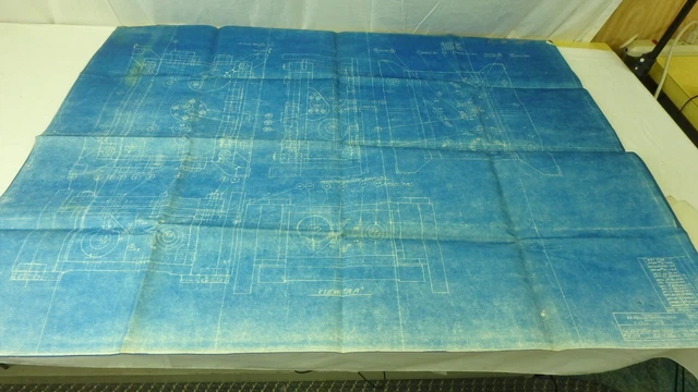 Antique Blueprint Industrial Art Detroit Automotive Ex-Cello Corp  1939 36"x48"B