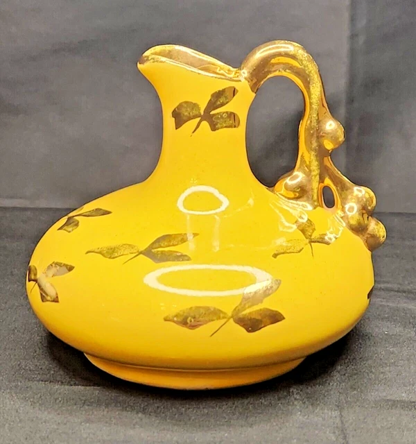 VINTAGE LE PERE Pottery Zanesville, Ohio Leaves Hand Painted Vase