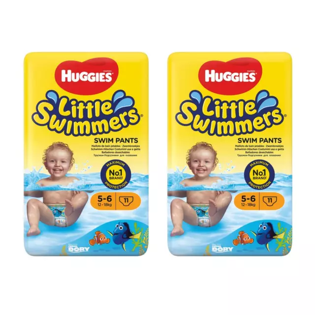 2 x 11 Schwimmwindeln Huggies Little Swimmers 12-18Kg Größe 5-6  DoryDesign