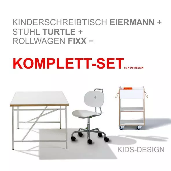 Ausstellungsstück Kinderschreibtisch Eiermann 150 x 75 cm+Stuhl weiß+Container!