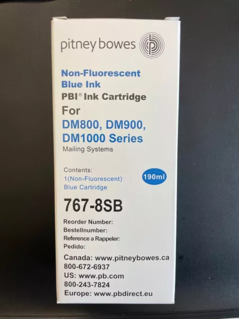 Pitney Bowes PBI Ink Cartridge 767-8SB für DM 800 825 875 900 925 1000 1100 blue
