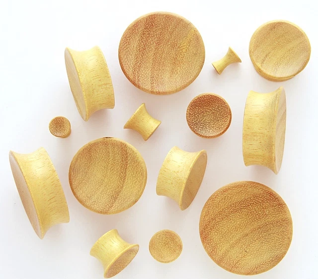 Pair 5/8" 16mm Yellow Jackfruit Organic Wood Concave Single Flare Ear Plugs 899