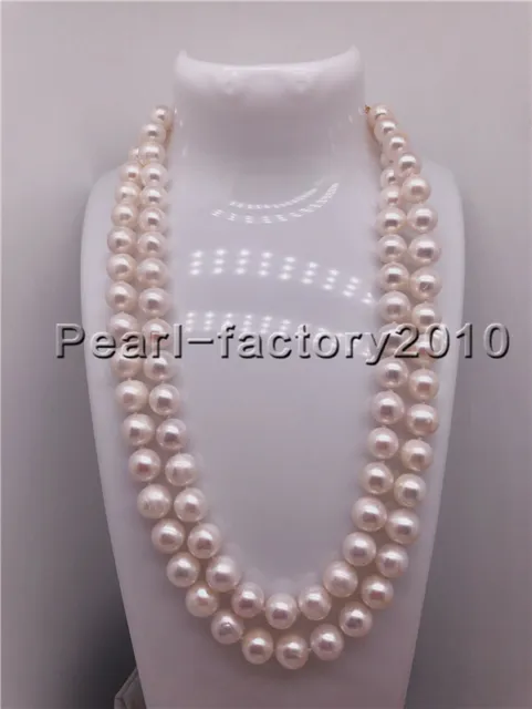 50 inch natural AAAA  Pearl 9-10 mm 14K Gold white Necklace 18 16 20 36 inch