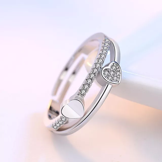 Adjustable 925 Sterling Silver Ring Thumb Ring Knuckle Wishbone Heart Ring Gift