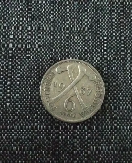 Southern Rhodesia 1937 Sixpence  Silver  Coin