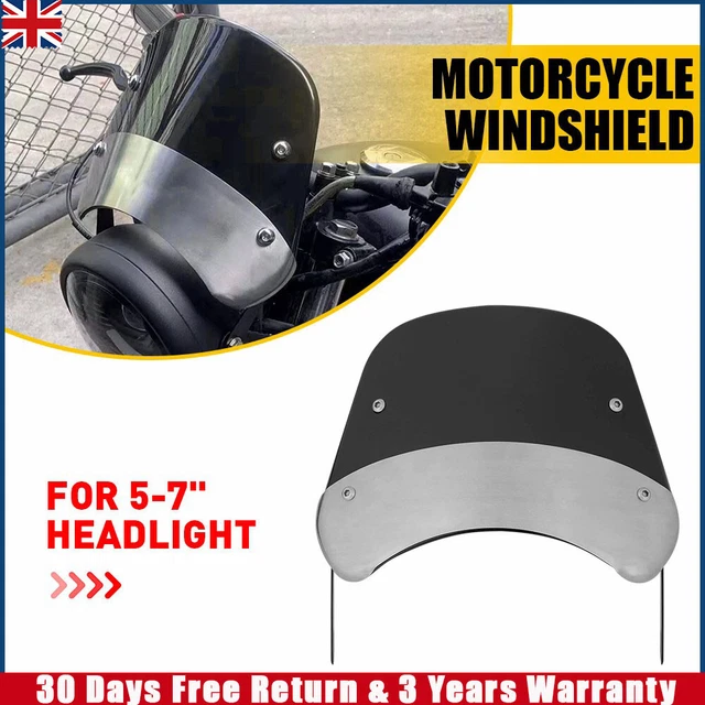 thumbnail image 2 of Trichtu Mount Universal Motorcycle Windshield – 5-7" Round Headlight, With Mount Bracket (Black/Smoke/Clear) 2 of 5