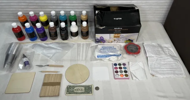 Nicpro 14 Colors 8.45oz Acrylic Pour Paint Supplies Kit, Large Volume  Premixe