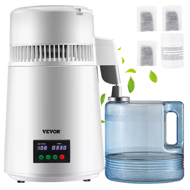 VEVOR 4L Water Distiller Distilled Water Maker Timing &amp; Temp Display White