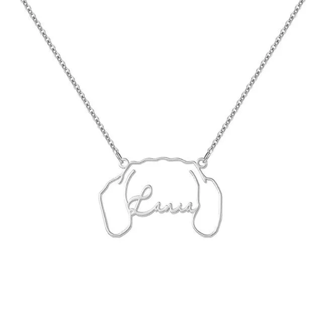 Personalized Name Love Pet Necklaces Custom Cute Dog Cat Ear Necklace Pendant