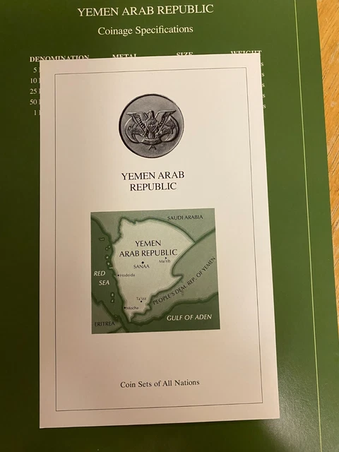 Coin Sets Of All  Nations  Yemen Arab  Republic   1974 - 85  Unc  W / Card 3