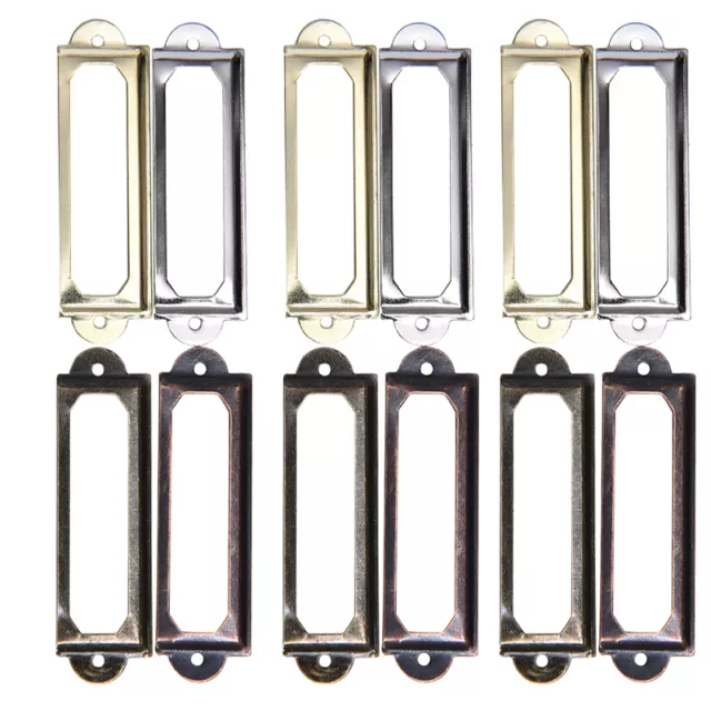 10pcs Drawer Label Pull Holder Frame Cabinet Antique Brass Name File. ZF