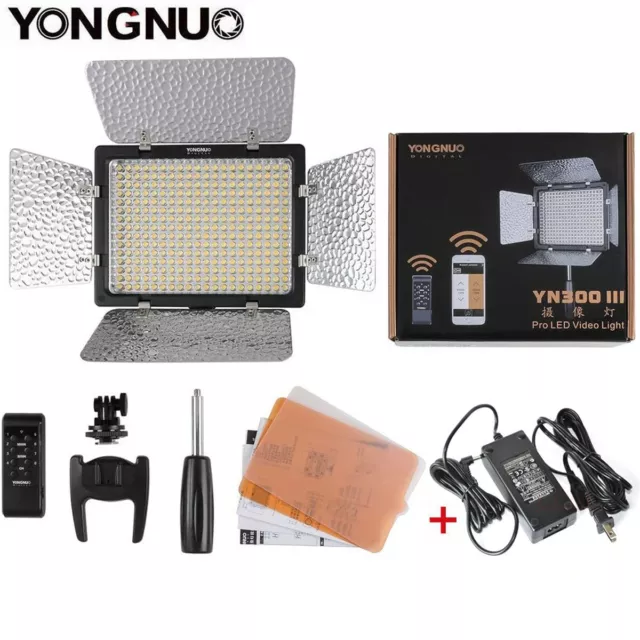 YONGNUO YN300 III Led video Light Panel 5500K For DSLR Camera + Power Adapter