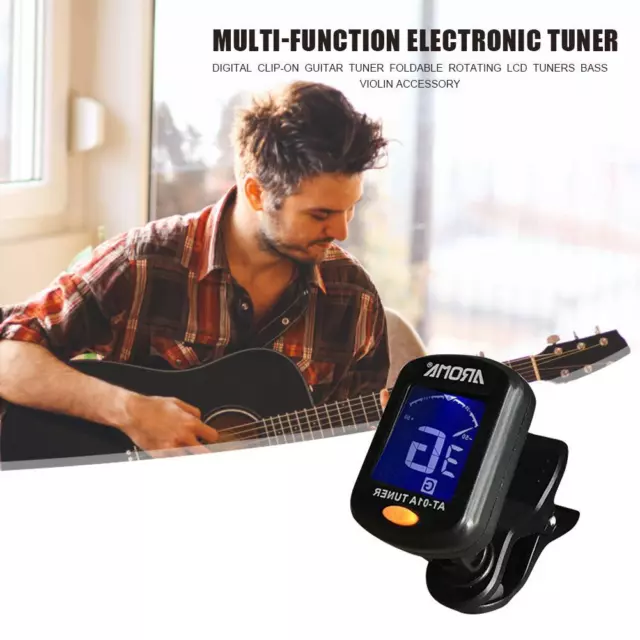 1 pz display LCD digitale clip-on sintonizzatore chitarra basso ukulele rotante sintonizzatori violino