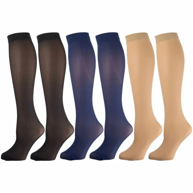 Womens Opaque Stretchy Spandex Knee High Trouser Socks