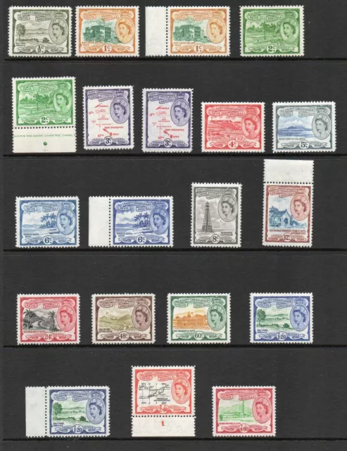 ST CHRISTOPHER NEVIS ANGUILLA SG 106a-18 1954 DEFINITIVE SET + 5  SHADES. MNH