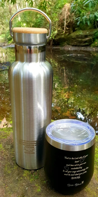 Faith Engraved 750 +340ml Insulated Stainless Steel bottle/travel mug.  Travelin