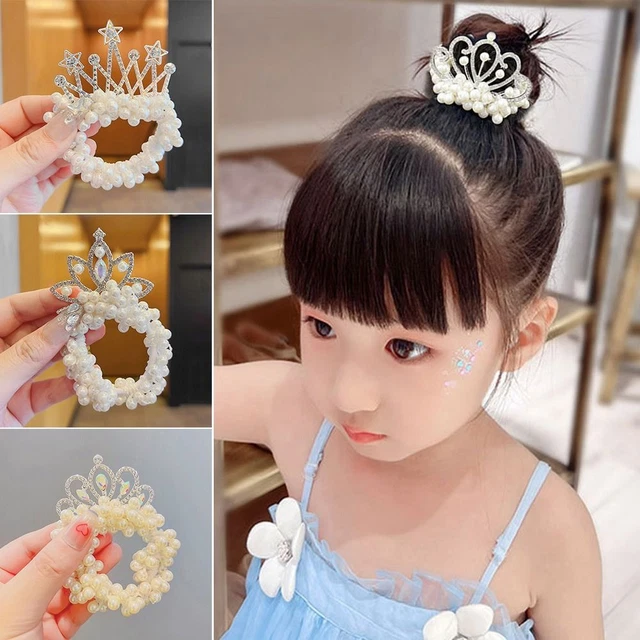 Carini copricapi principessa corona di perle fascia per capelli elastica fasce per capelli cravatte per capelli