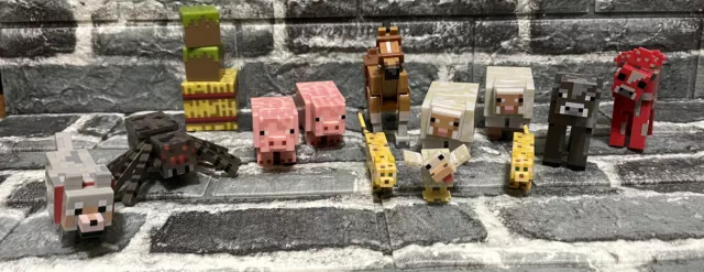MINECRAFT Toy Lot of 12 Animal Figures Sheep, Pig, Ocelot, Spider, Duck, & MORE