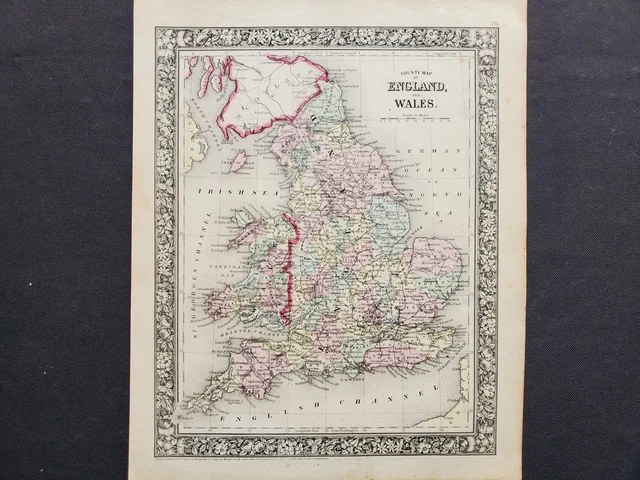 1860 Mitchell Map England and Wales - Original Antique