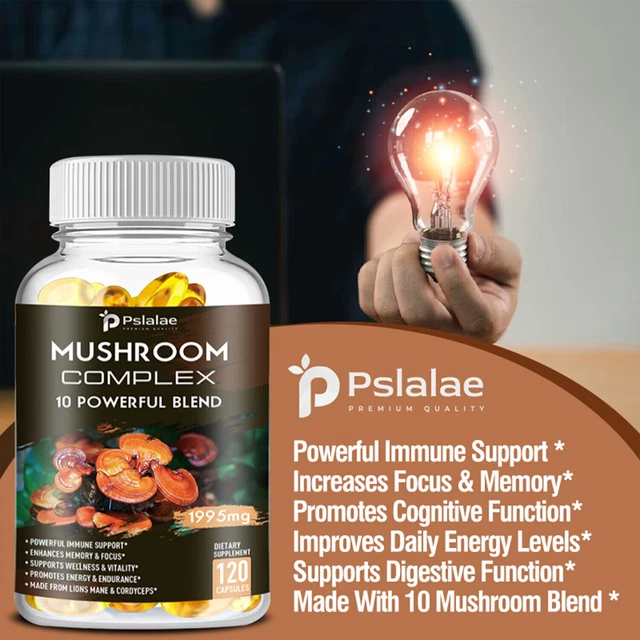 MUSHROOM COMPLEX 1995MG Support cognitive Function,Boosts Energy