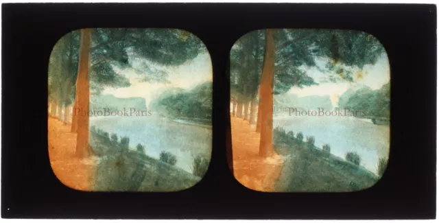 Fluß Landschaft Romantik Foto Porträt Stereo Vintage Albumin c1865