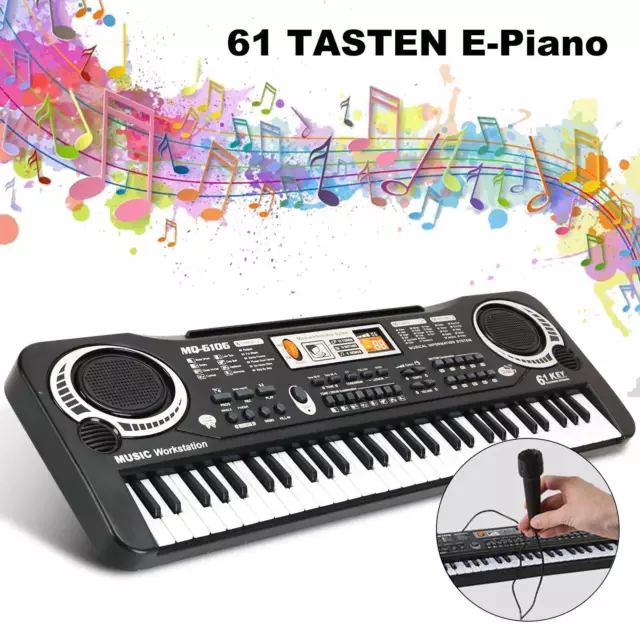 Elektrische 61 Saiten Keyboard Klavier E-Piano Geschenk Lernfunktion für Kinder
