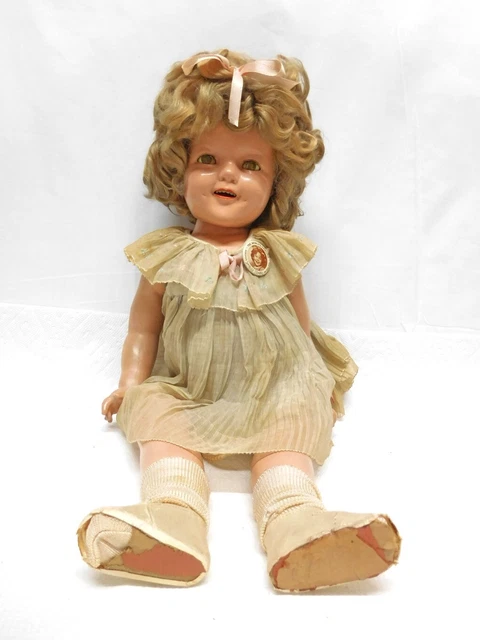 ESTATE - VINTAGE 22" IDEAL N&TC(?) MARKED SHIRLEY TEMPLE DOLL w/ORIG DRESS & PIN