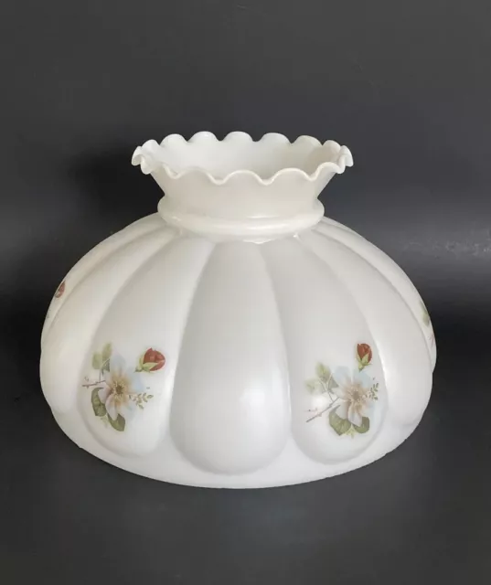 Vintage GWTW 10" Fitter Blue Mauve Hurricane Oil Electric Glass Melon Lamp Shade