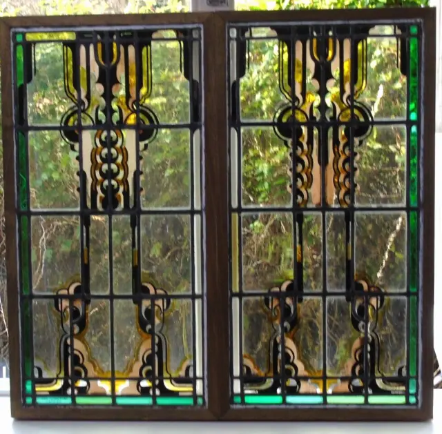 Willem Bogtman's stained & leaded  glass window arts and crafts panels