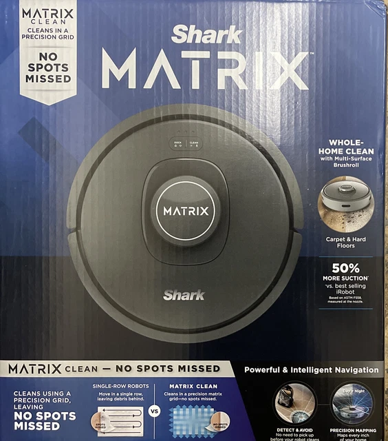 SHARK MATRIX ROBOT Vacuum w No Spots Missed on Carpets & Hard Floors