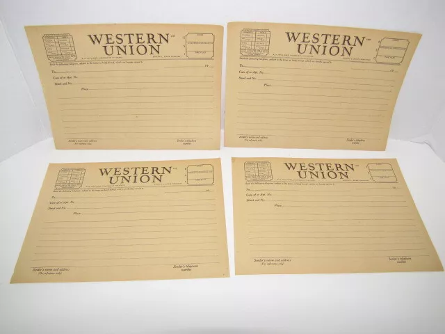 4  1940's Western Union Telegram Message Blanks Form 1207 -B