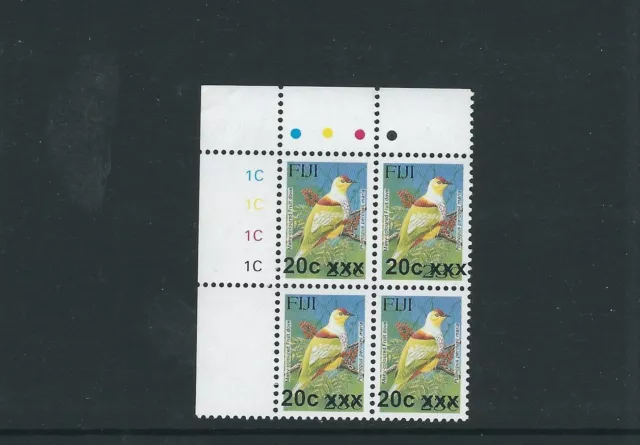FIJI 2009-10 BIRD PROVISIONAL (Sc 1197b 20c on 23c) VF MNH plate block of 4