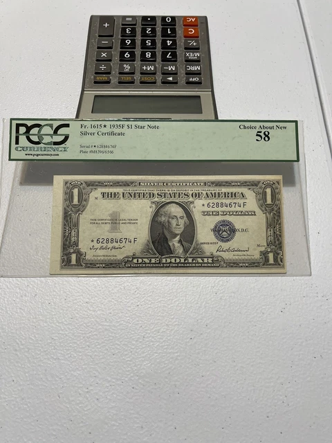 Fr1615 $1 1935F Star Note Silver Certificate PCGS 58 *62884674F