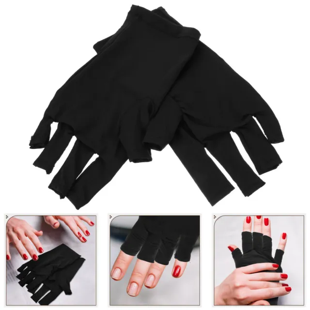 2 pares de guantes de tela UV para gel manicuras protección arte en uñas