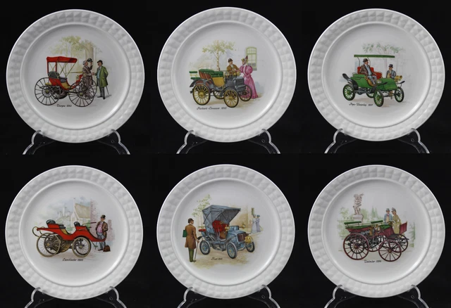 Coleccion 6 Platos de Porcelana PONTESA Santa Clara Coches de Epoca VINTAGE